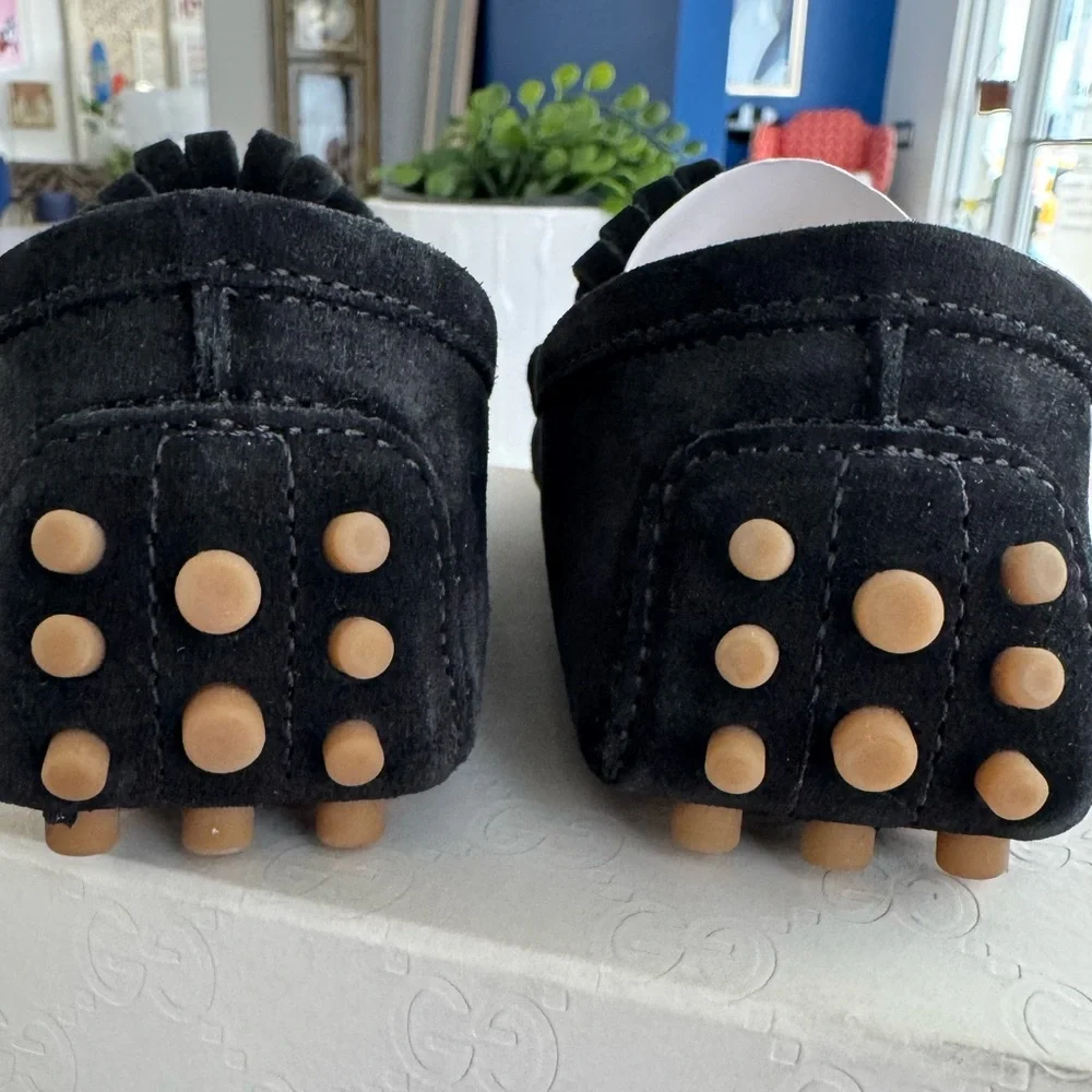 Gucci Black Kids Moccasins with Silver Detail